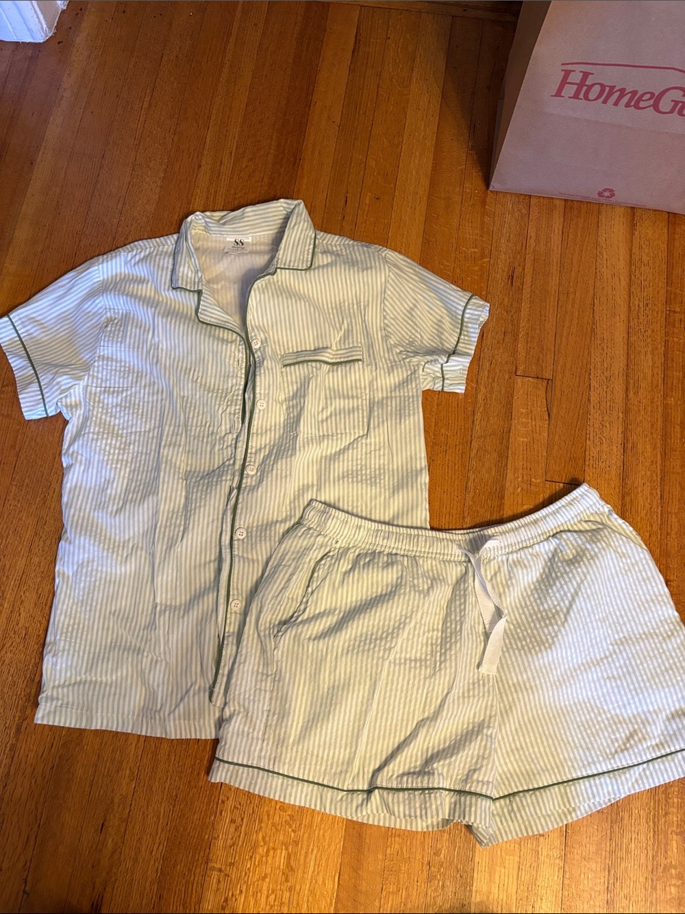 Light Green Stripe Short Pajama Set